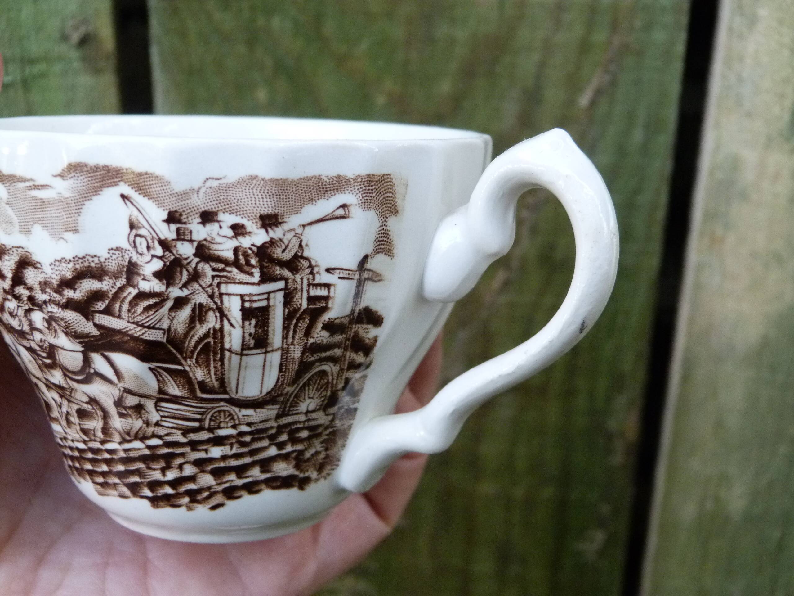 Set of 2 English porcelain cups with horse motifs