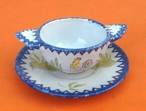 Charolles earthenware bowl with ears / saucer rooster model