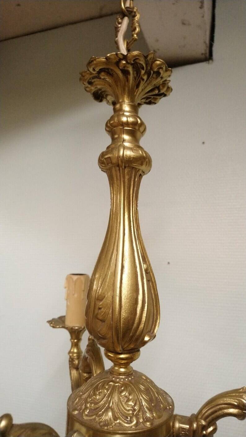 Louis xv bronze 3 branch chandelier vintage timeless elegance