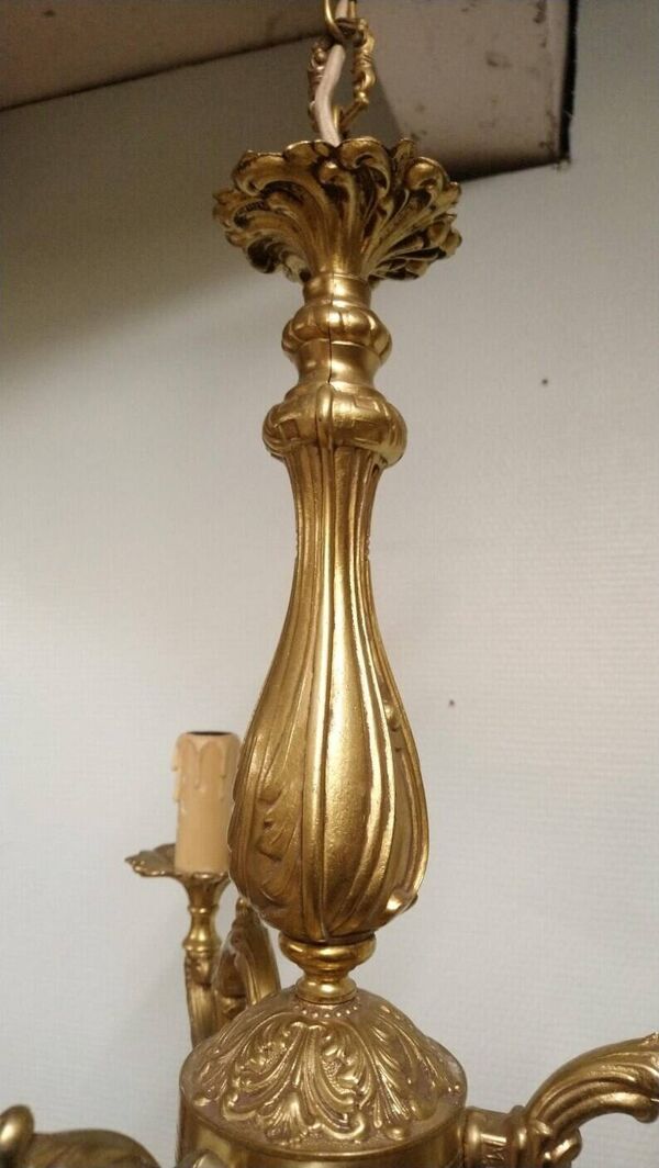 Lustre 3 feux en bronze style Louis XV