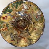 Coupe en verre émaillé décor médiéval 1900