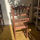 6 carved wooden chairs with cane seats