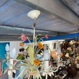 Flower painted metal chandelier