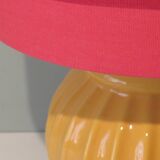 Ceramic table lamp with new handmade lampshade, France 1960
