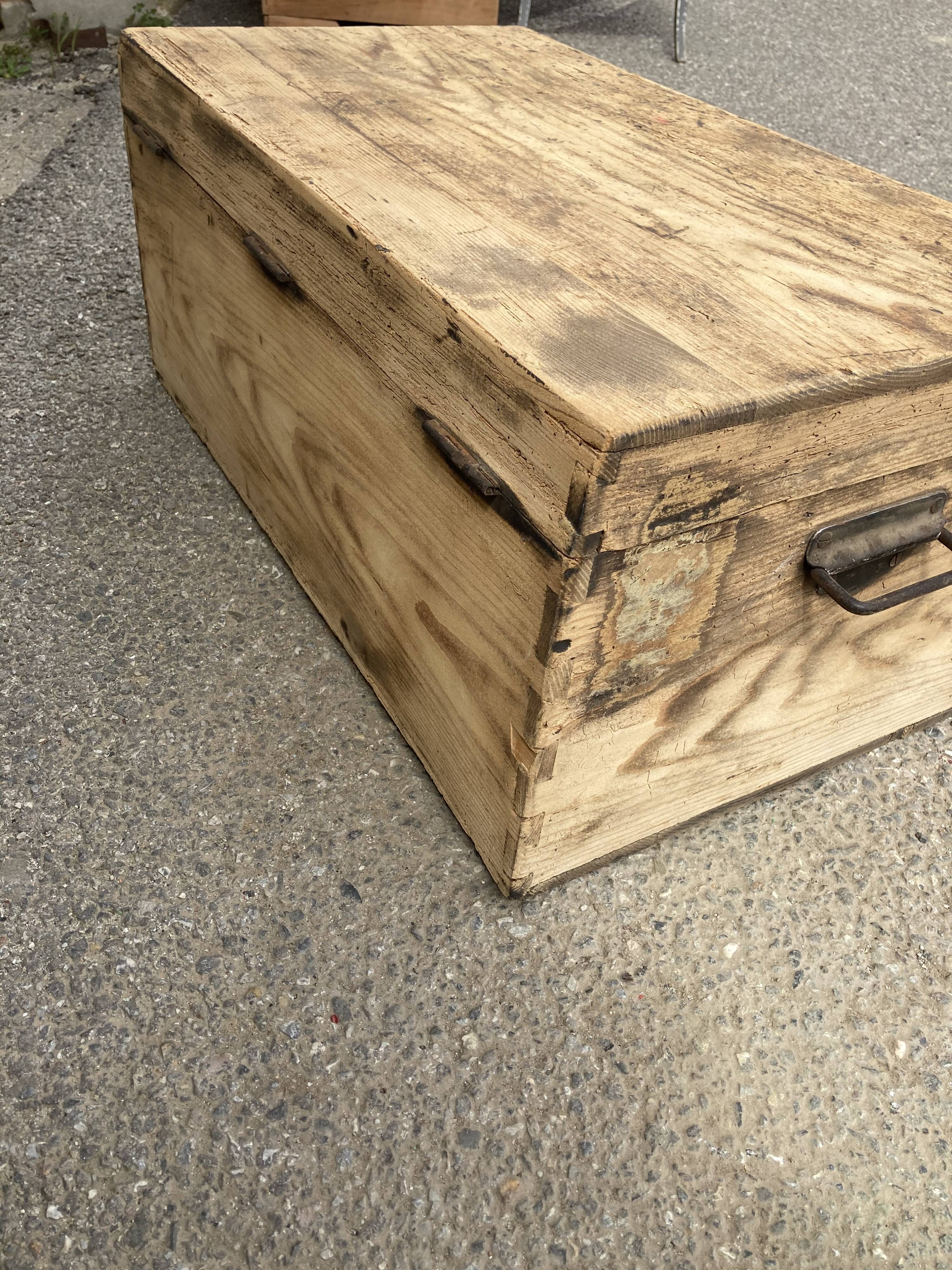 Sanded wooden trunk