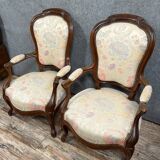 Pair of Napoleon III period mahogany armchairs