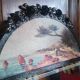 Overmantel mirror from the decorative arts period, 1929, in hammered wrought iron, 75x160cm