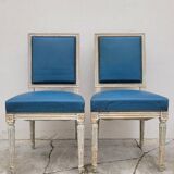 Pair of antique Louis XVI style chairs with patina