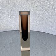 Vintage decorative "Sommerso" Murano vase in clear and brown glass, Flavio Poli