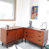 Furniture sideboard of 2 modules in teak veneer