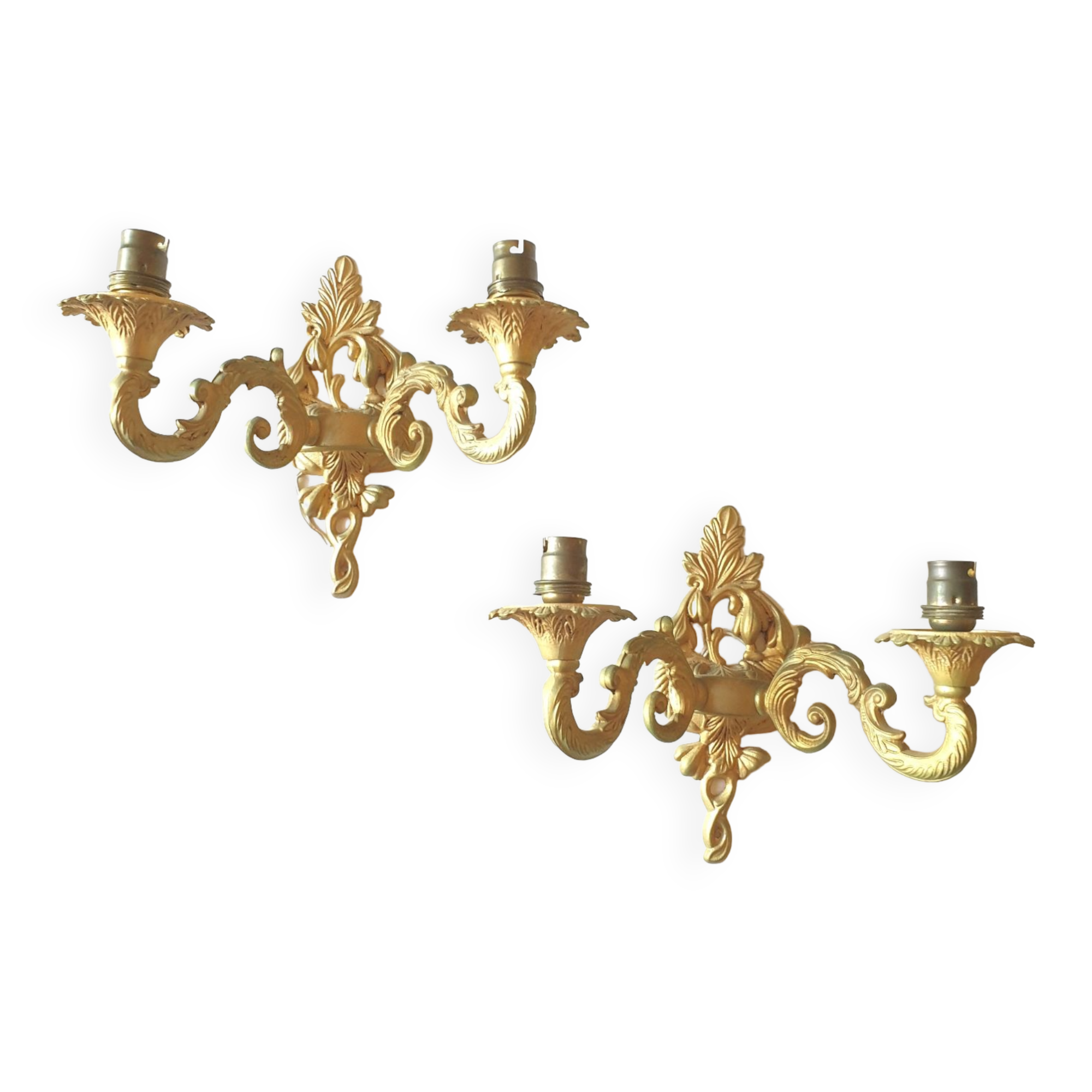 Pair of 20th century gilt bronze wall lights