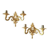 Paire d'appliques en bronze doré XXe