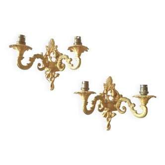 Pair of 20th century gilded bronze sconces