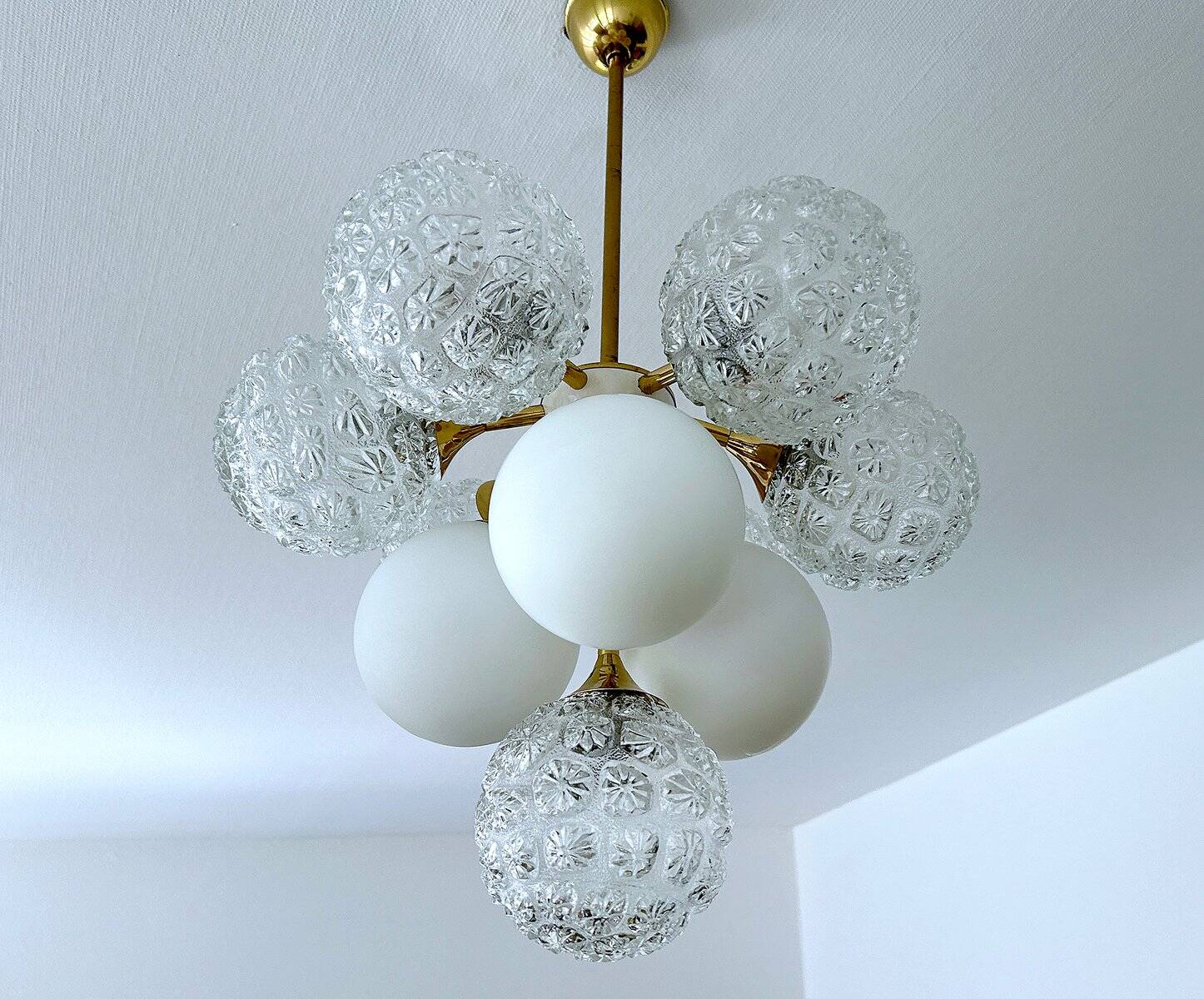 Large  Vintage Glass Pendant Light, 1960s