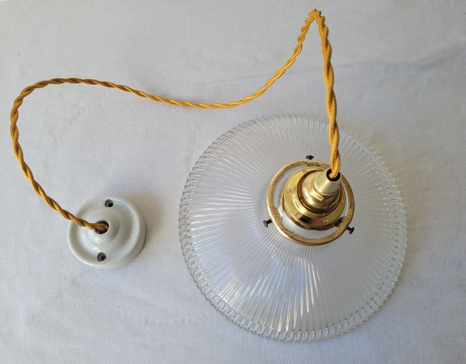 Holophane glass pendant lamp