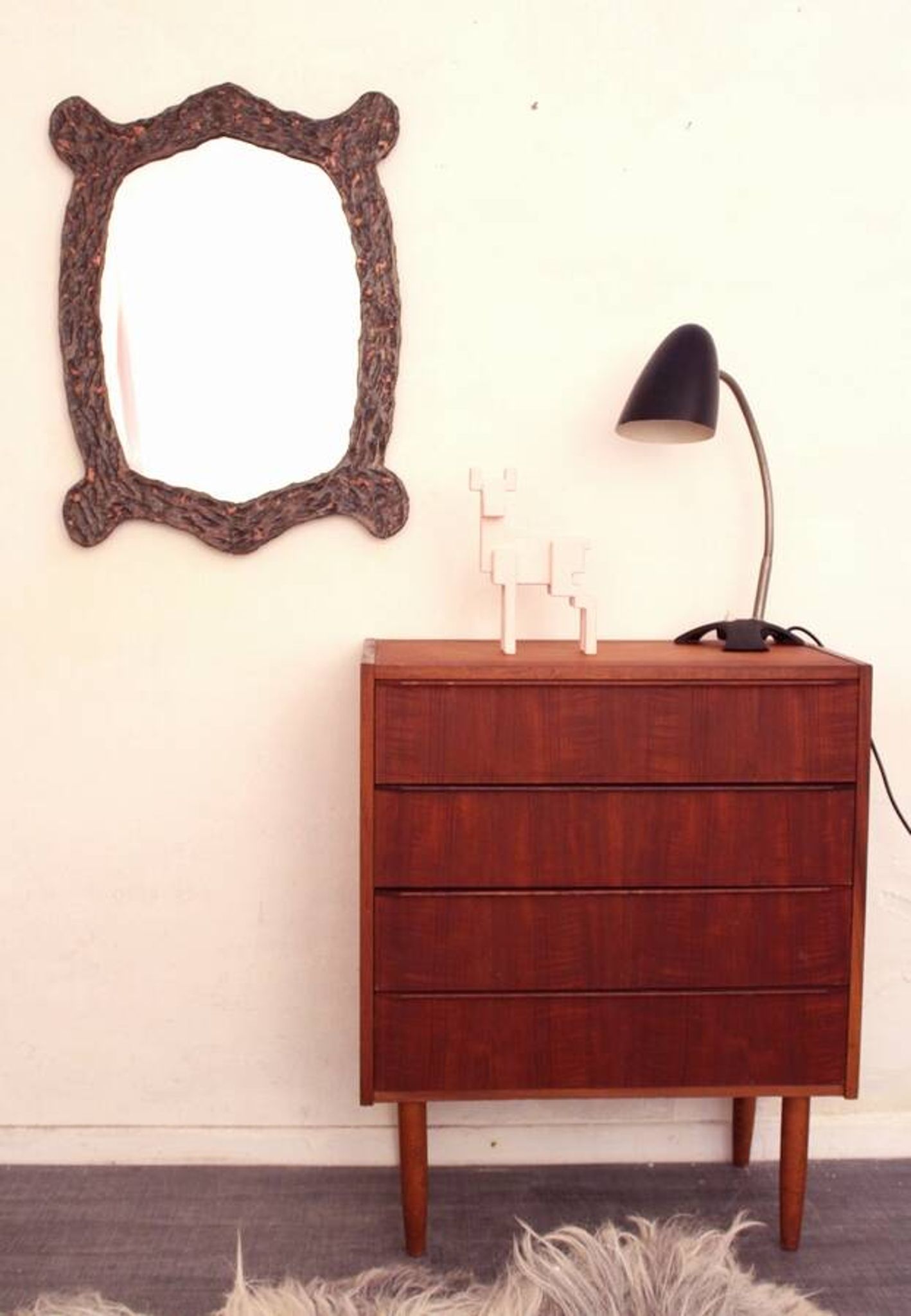 Brutalist vintage mid century mirror