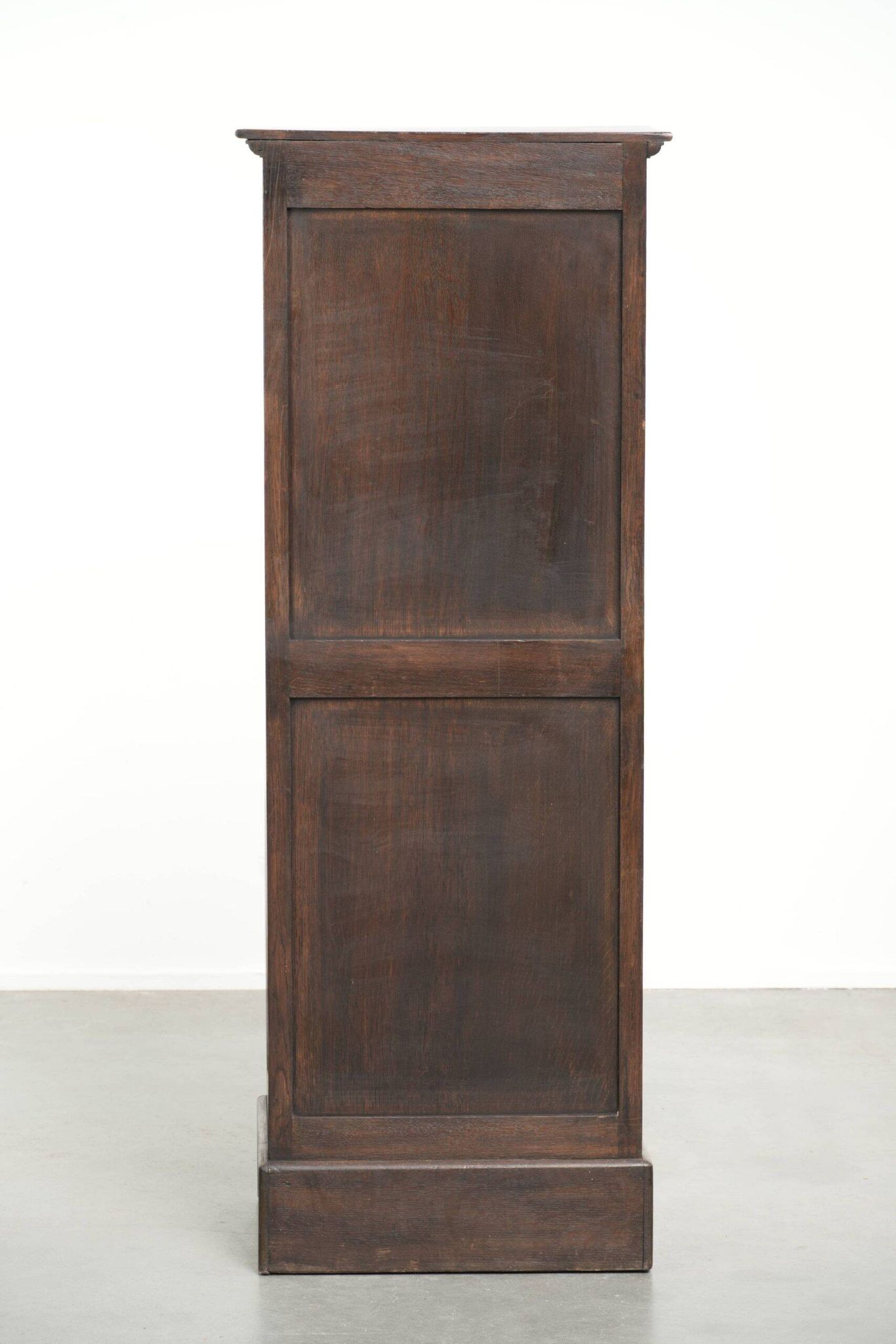 English antique archive cabinet with oak roll-up door from the 20th century