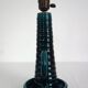 Pieds de lampe bougeoir émaillé vert Accolay vintage