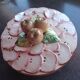 Pie dish / Tatin with a trompe-l'œil lid in slipware – Apple decoration