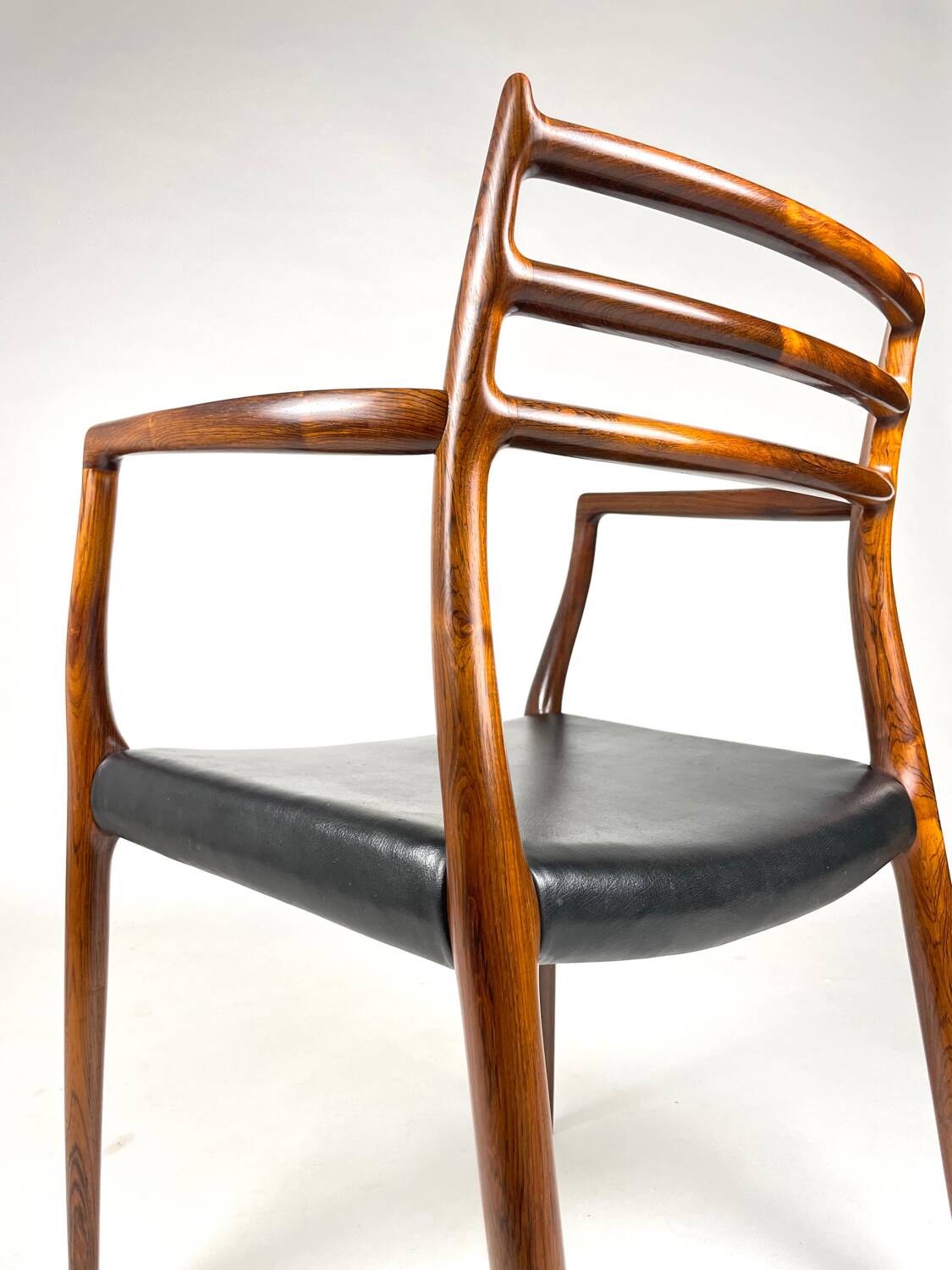 Danish Modern roosewood and leather Mod. 62 Niels Møller chair, 1962