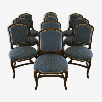 Suite de dix chaises de style Louis XV à entretoise