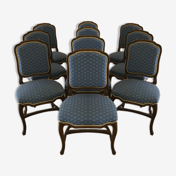 Suite of ten Louis XV-style chairs with braces