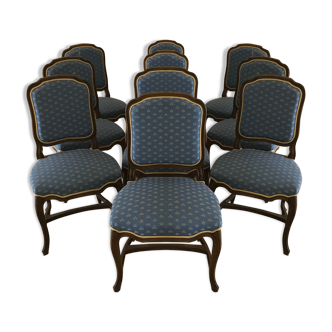 Suite of ten Louis XV-style chairs with braces
