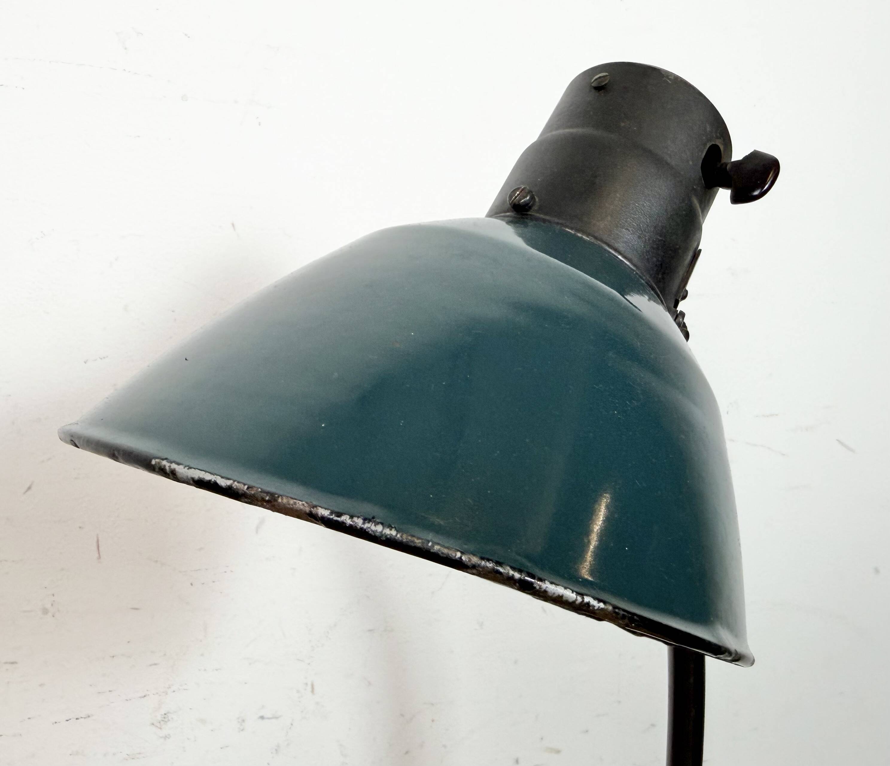 Vintage German Bauhaus Petrol Enamel Table Lamp from Schaco, 1930s