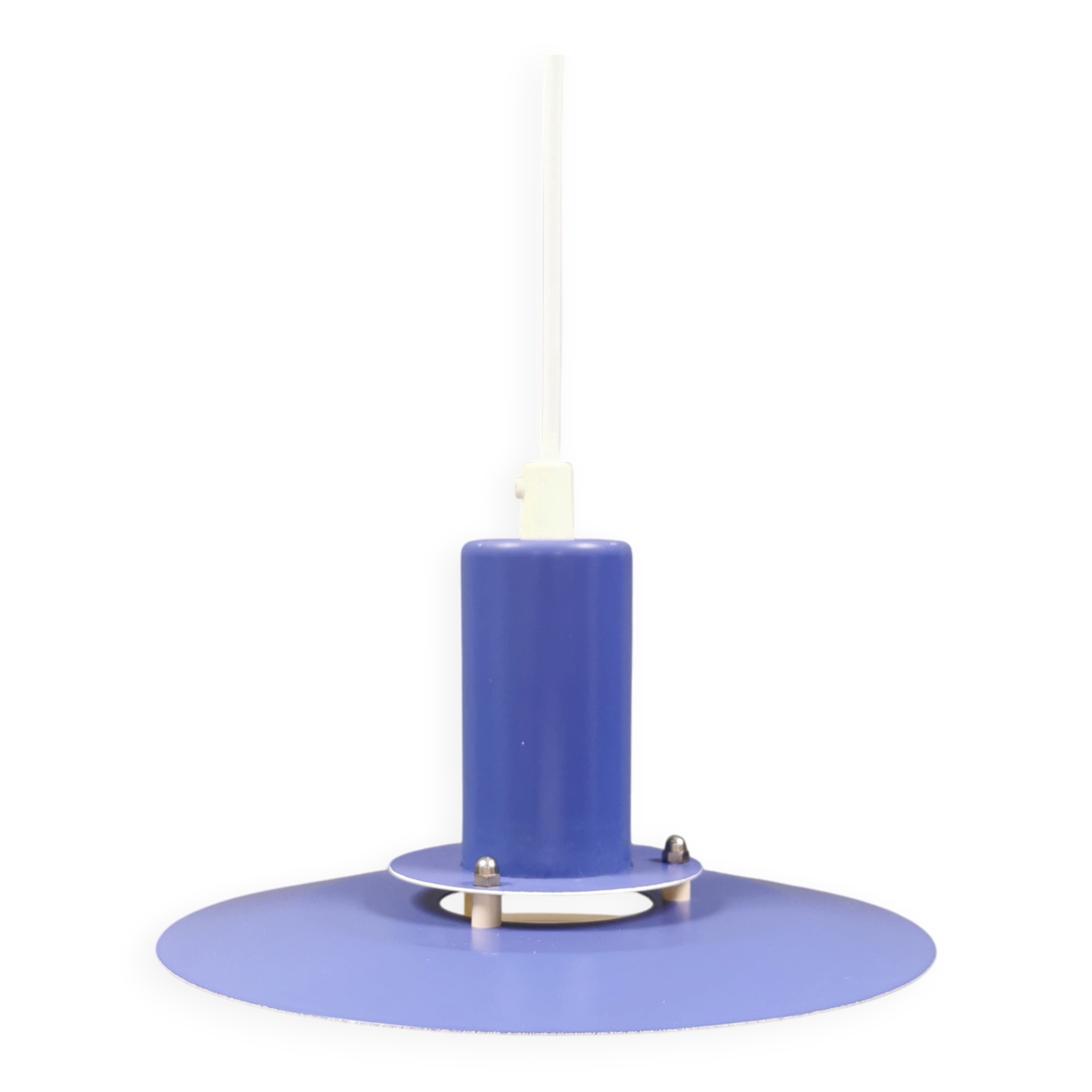 A blue minimalist hanging lamp from Lyfa Denmark 1980s.