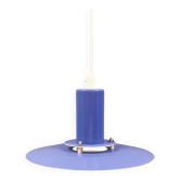A blue minimalist hanging lamp from Lyfa Denmark 1980s.
