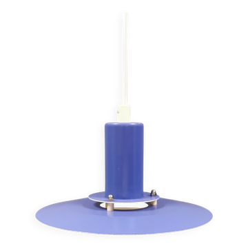 A blue minimalist hanging lamp from Lyfa Denmark 1980s.