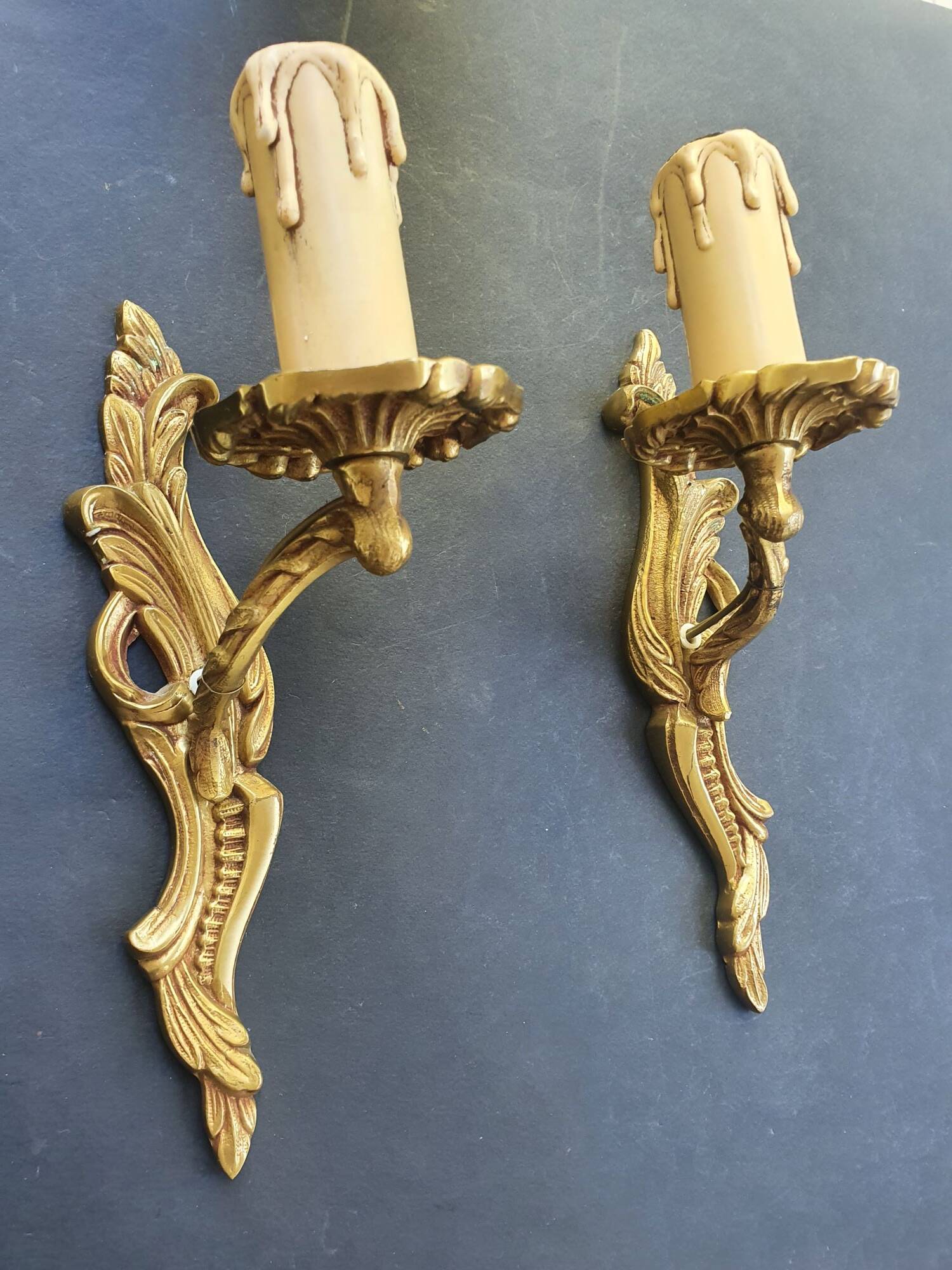 Pair of antique wall candle holders