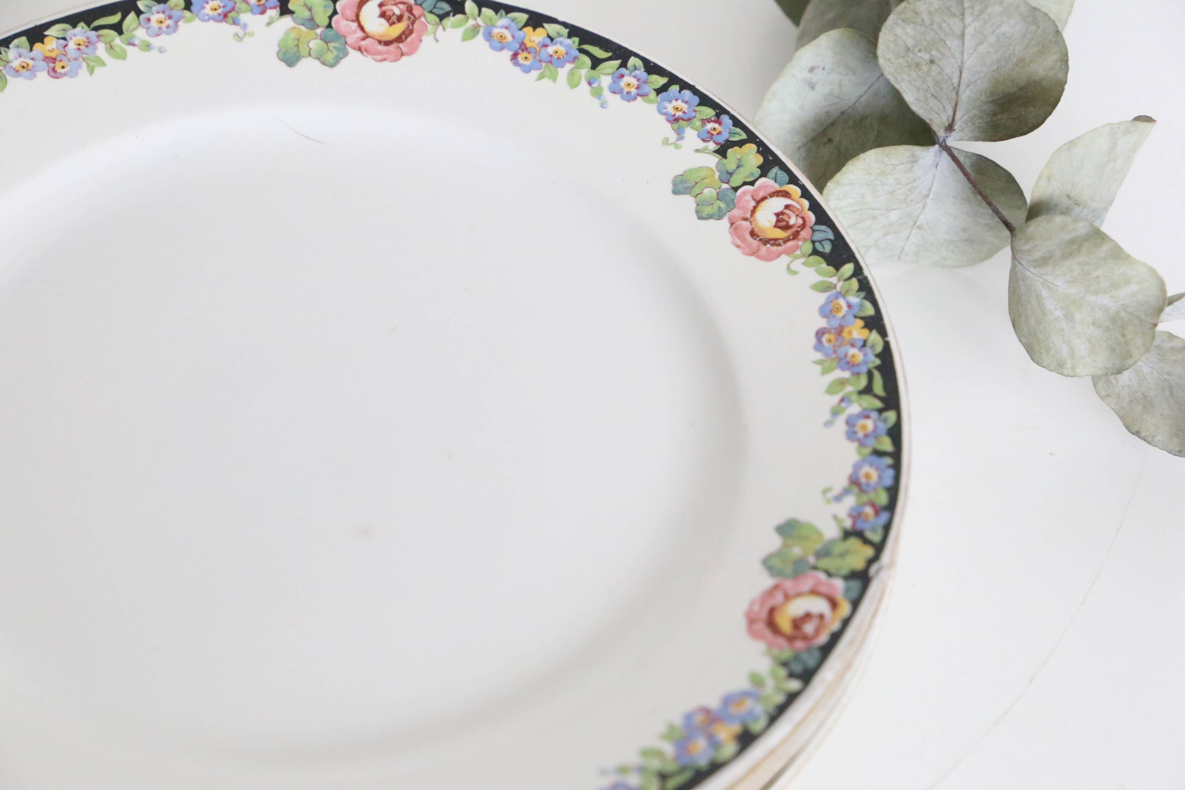 Set of 4 dessert plates Digoin Sarreguemines, vintage French, authentic, rare