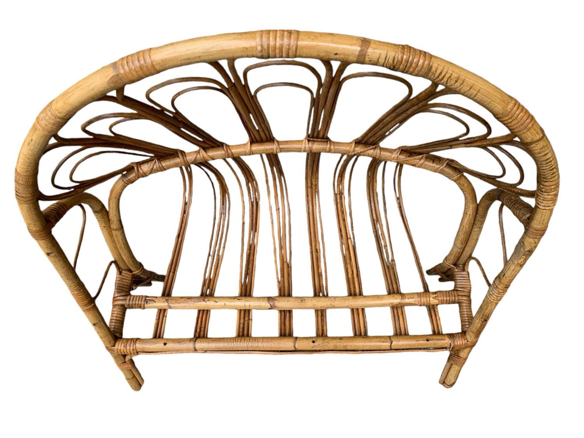 Lit corbeille en rotin pour enfant 1960