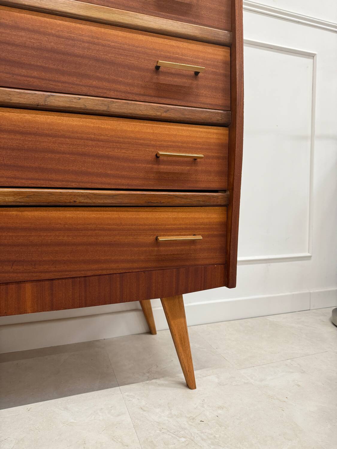 Vintage chest of drawers with compass feet