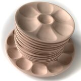 Pink oyster plate Digoin Sarreguemines-Oyster plate french ceramic