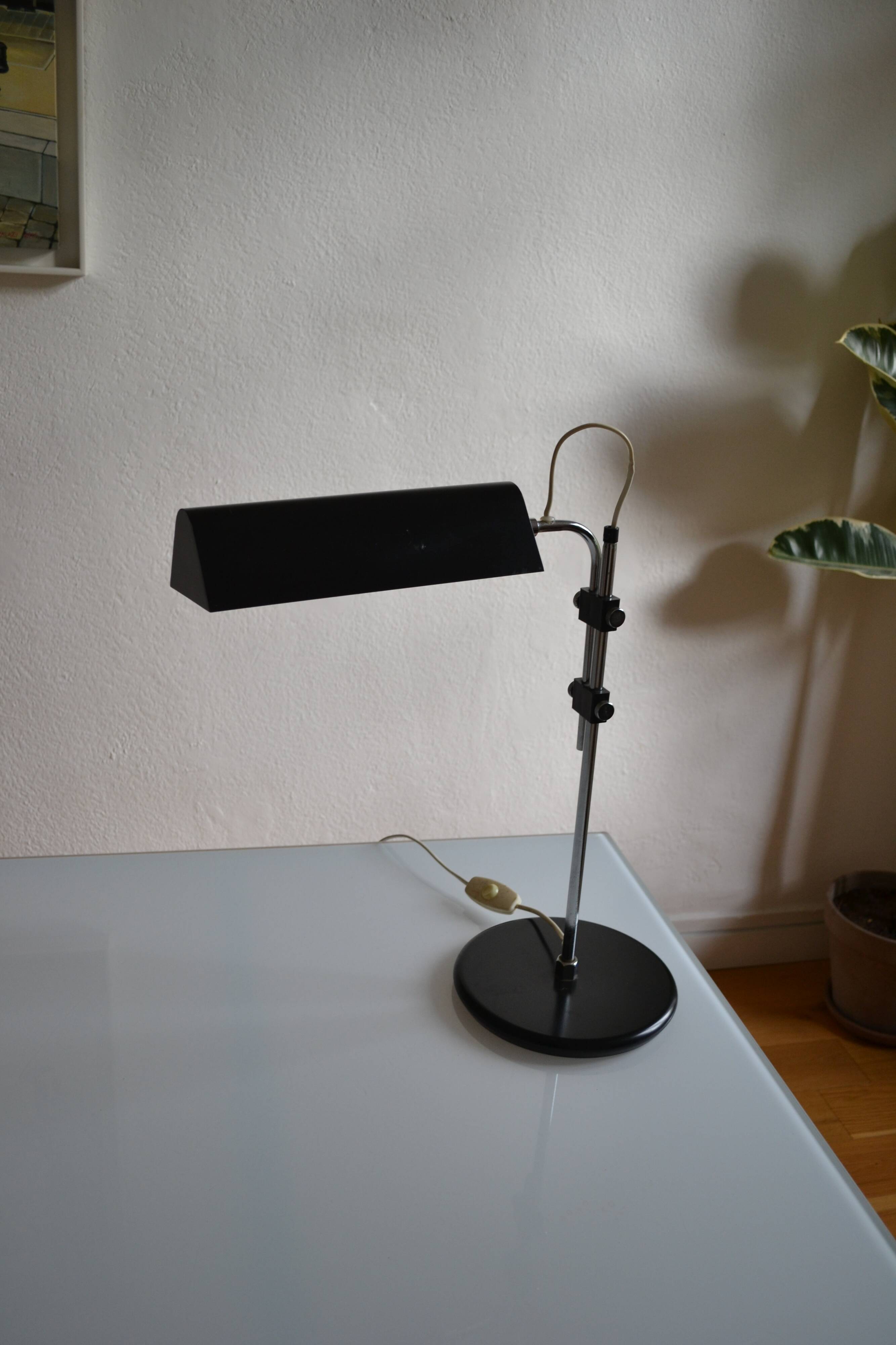 Vintage black modernist table lamp 50 1950 Bauhaus