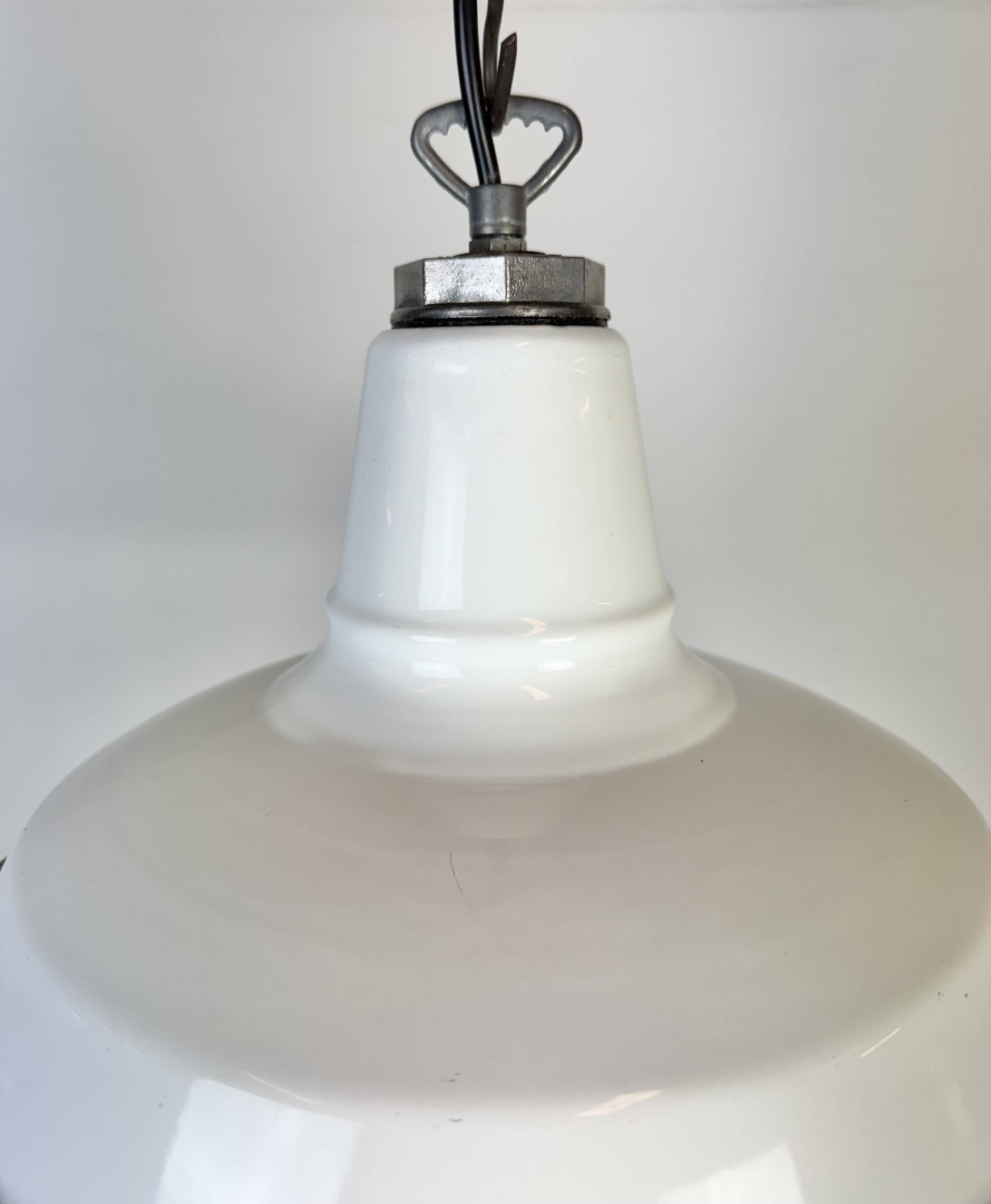 Industrial White Enamel Factory Pendant Lamp from Benjamin USA, 1960s