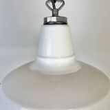 Industrial White Enamel Factory Pendant Lamp from Benjamin USA, 1960s