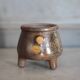 Vintage tripod stoneware pot, stoneware pan, plant pot, interior decoration