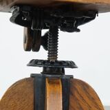 Antique late 19th century English office chair with reclining backrest and height adjustable