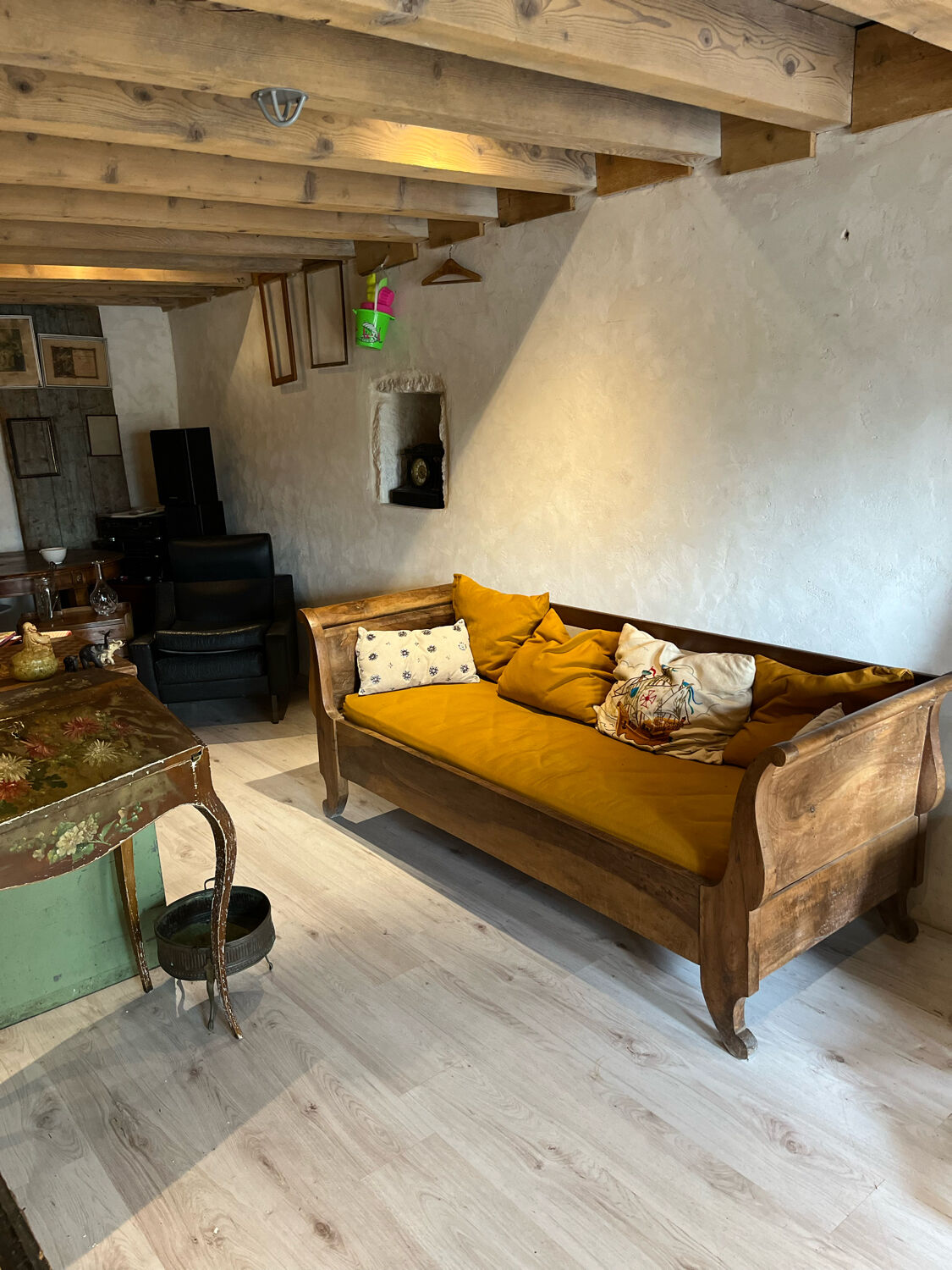 Walnut boat sofa 1950