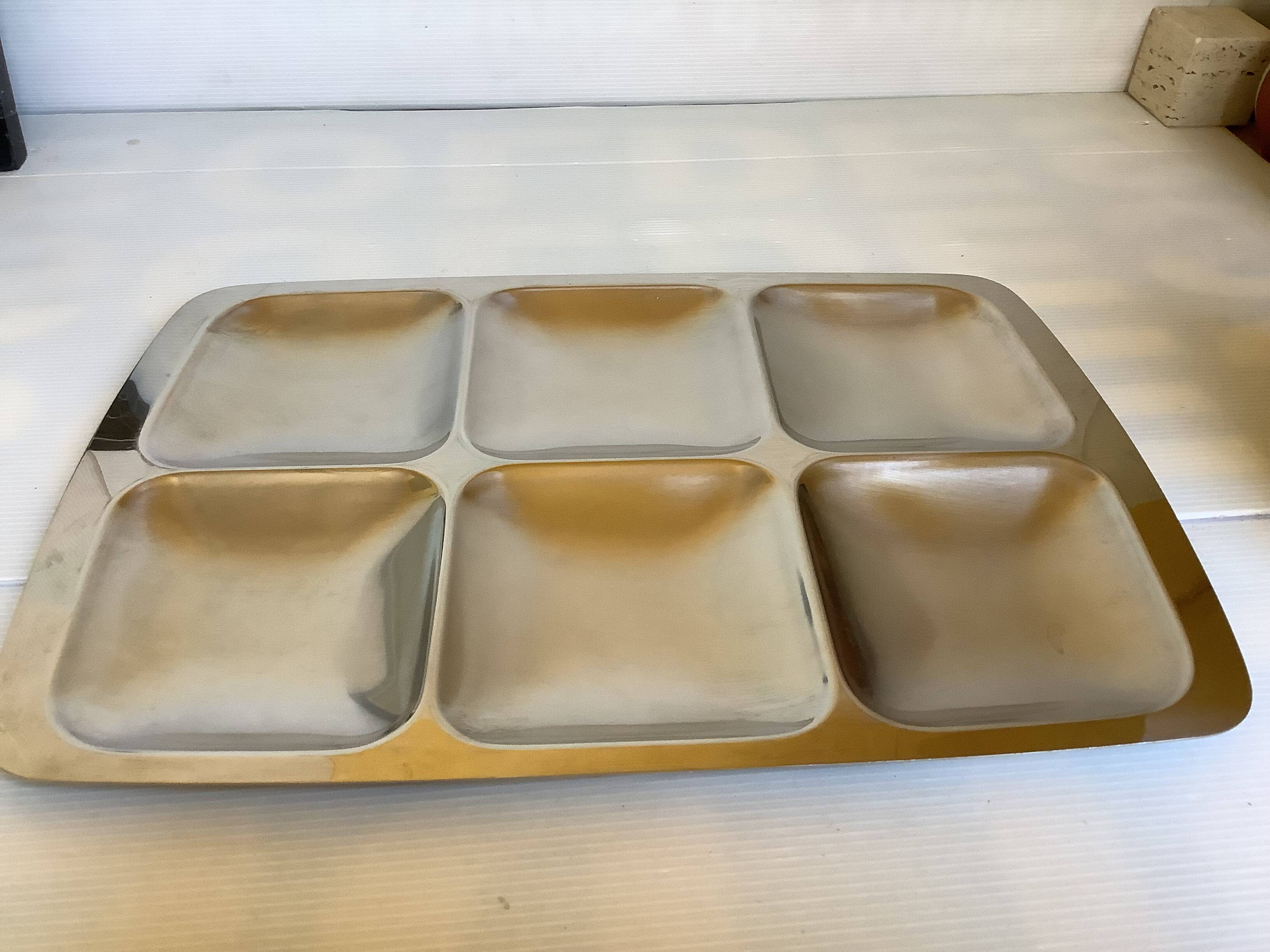 Italy brushed metal compartment dish