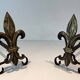 Pair of Bronze and Wrought Iron Chenets with Fleur-de-Lys Supports. France.