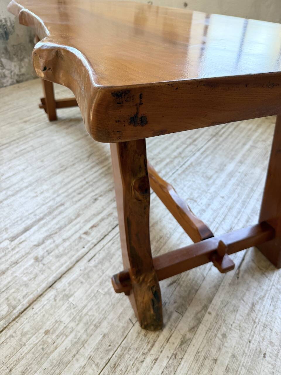 Aranjou farmhouse table in blond elm, 1950s
