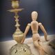 Duo worked brass candle holders