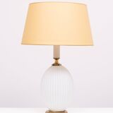Philips Milk Glass ribbed table lamp design Louis Kalff 1950s