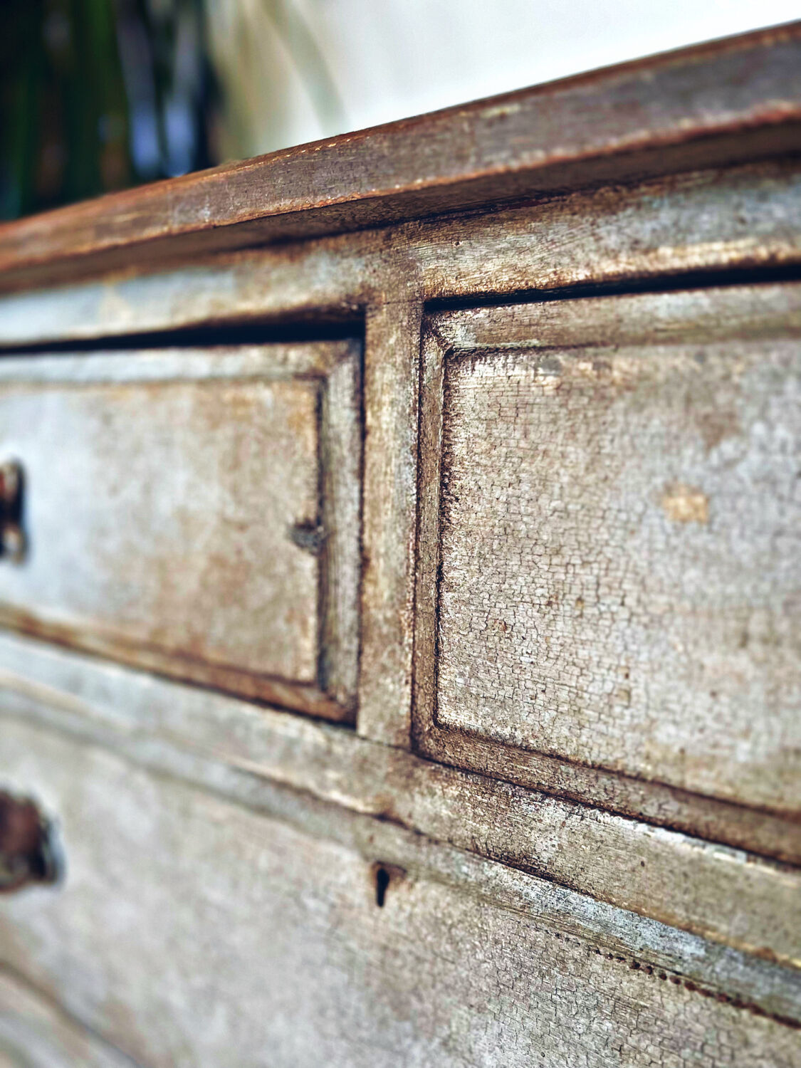 Antique commode, patinated, blue-grey Tuscany.