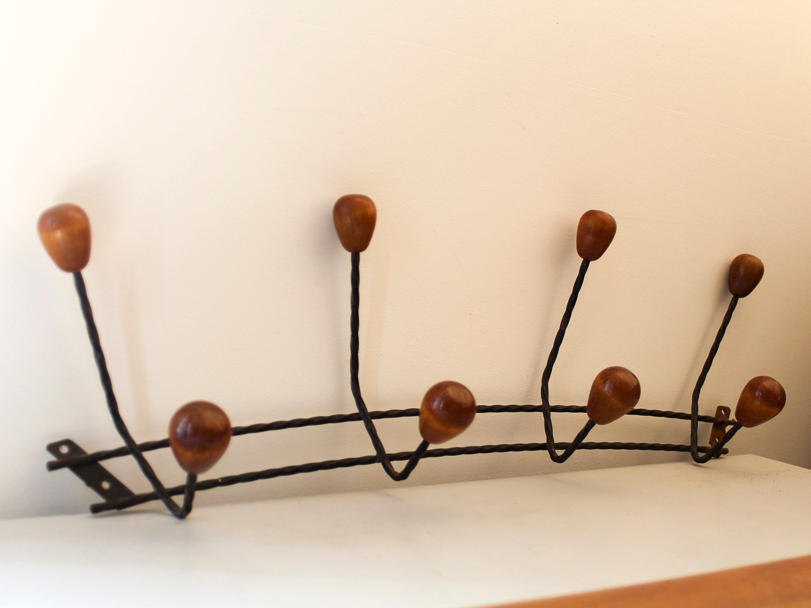 Wall coat rack iron and vintage wood