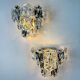 Pair of Kinkeldey 2-tier cut crystal wall sconces, Germany, circa 1970s